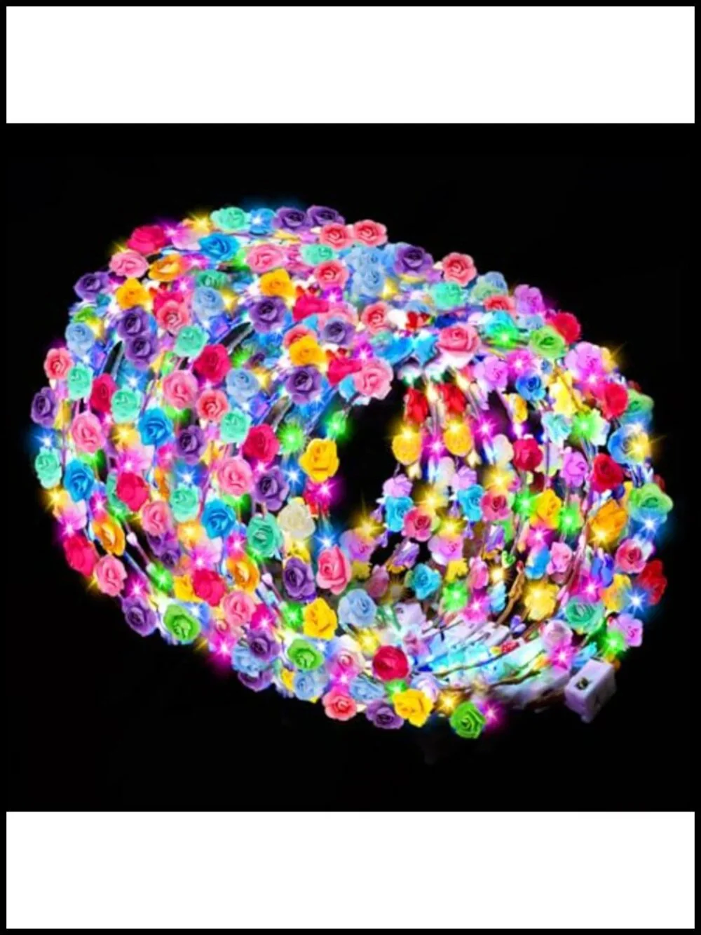 100 PCS LED Flower Crowns, Light Up Headbands for Party Favors, Adjustable, 3